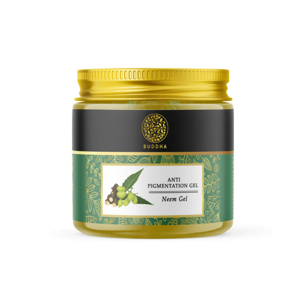 Jar of anti-pigmentation gel with a gold lid on a white background