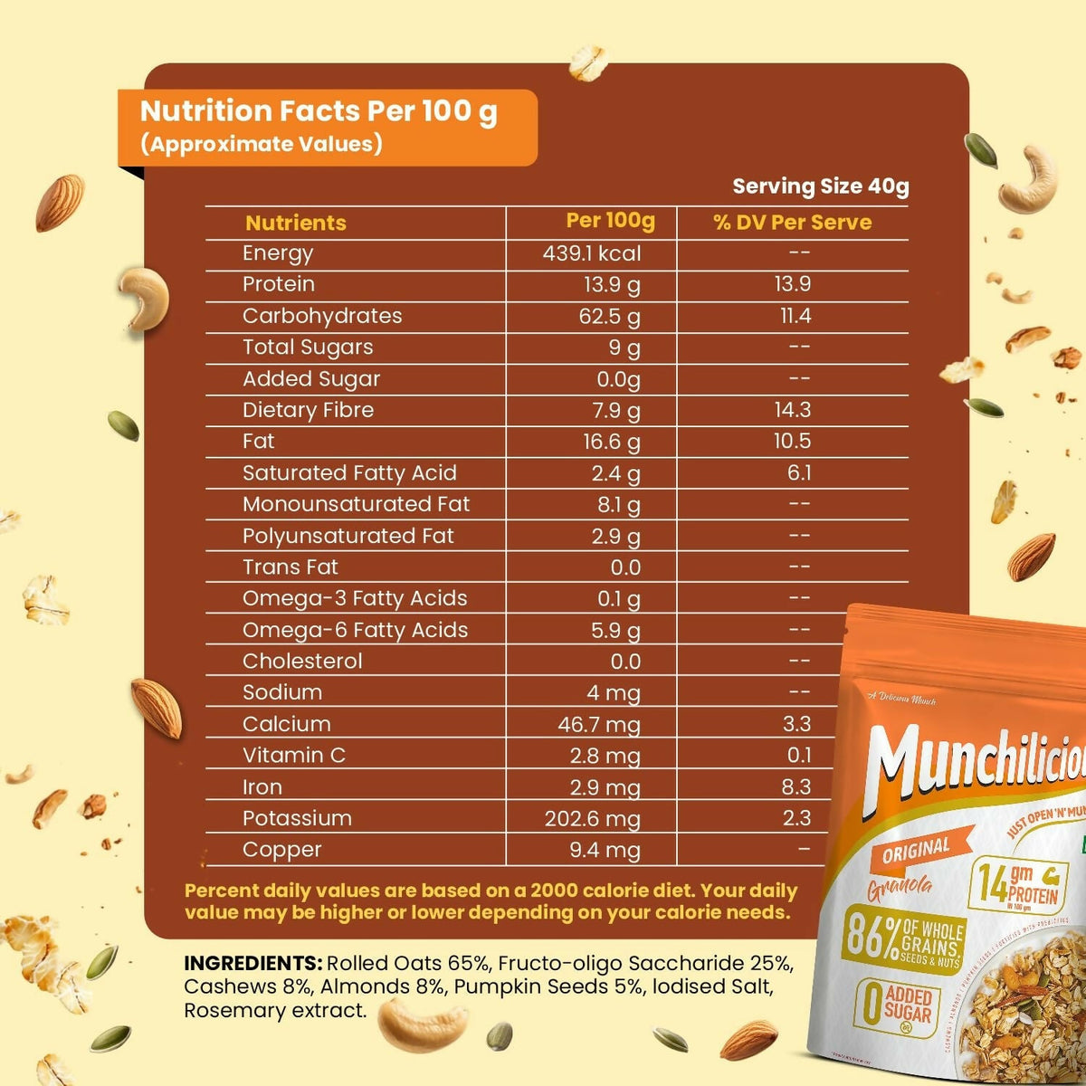 Munchilicious Granola - Original, 80% Seeds & Whole Grains