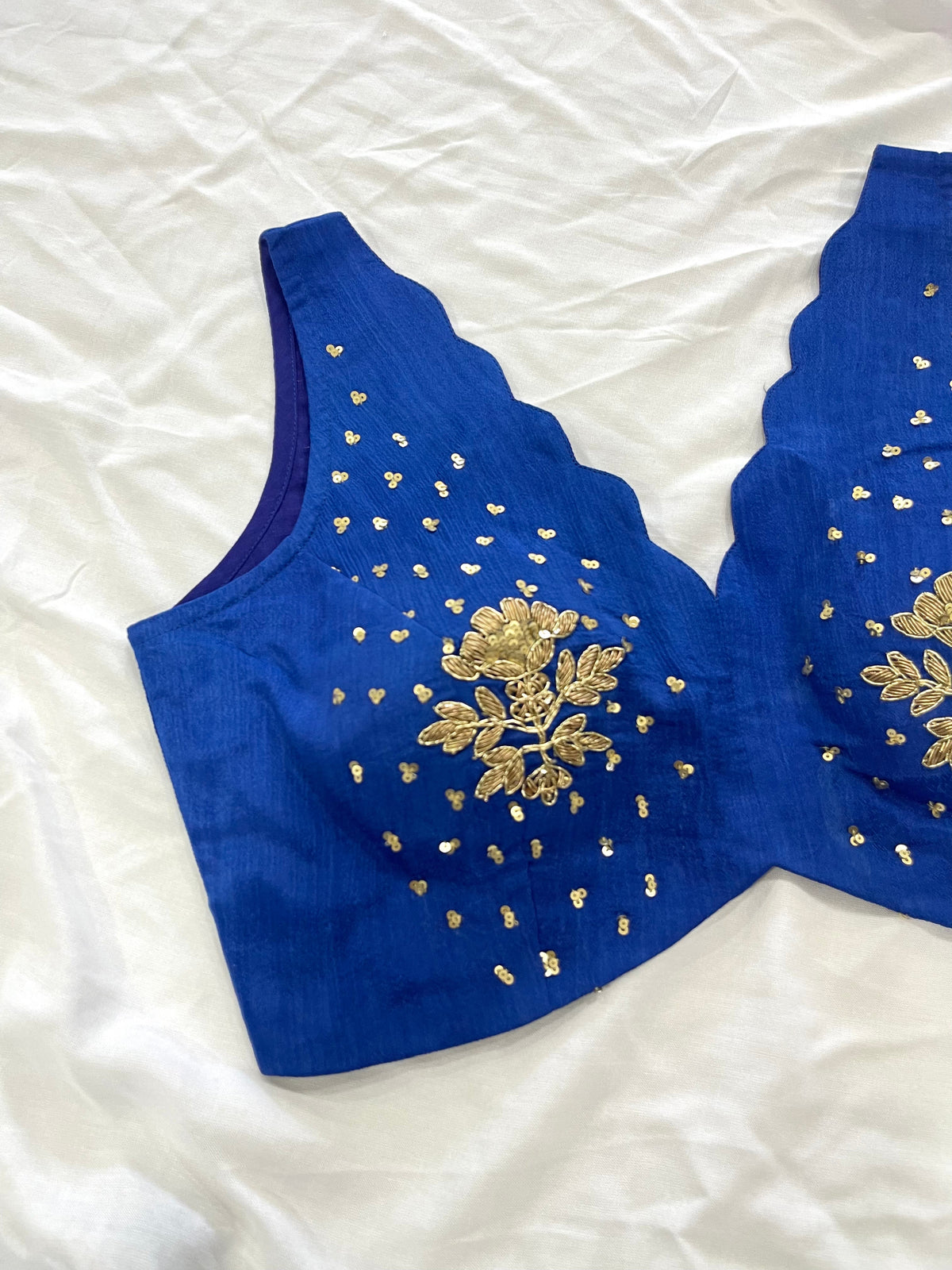 Ink Blue Chiffon Handwork Blouse