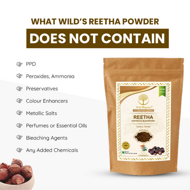 Wild Organic Reetha Powder Natural Hair Cleanser