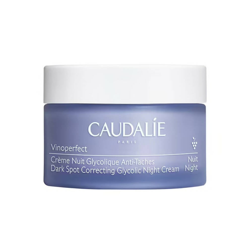 Caudalie night cream jar on a white background