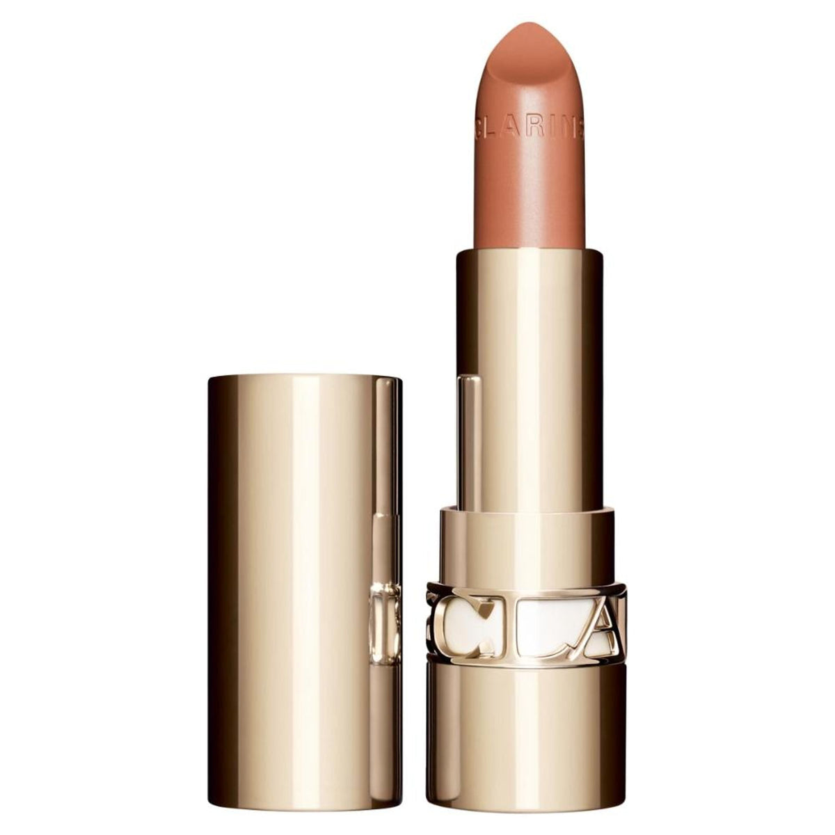 Lipstick with gold casing on a white background