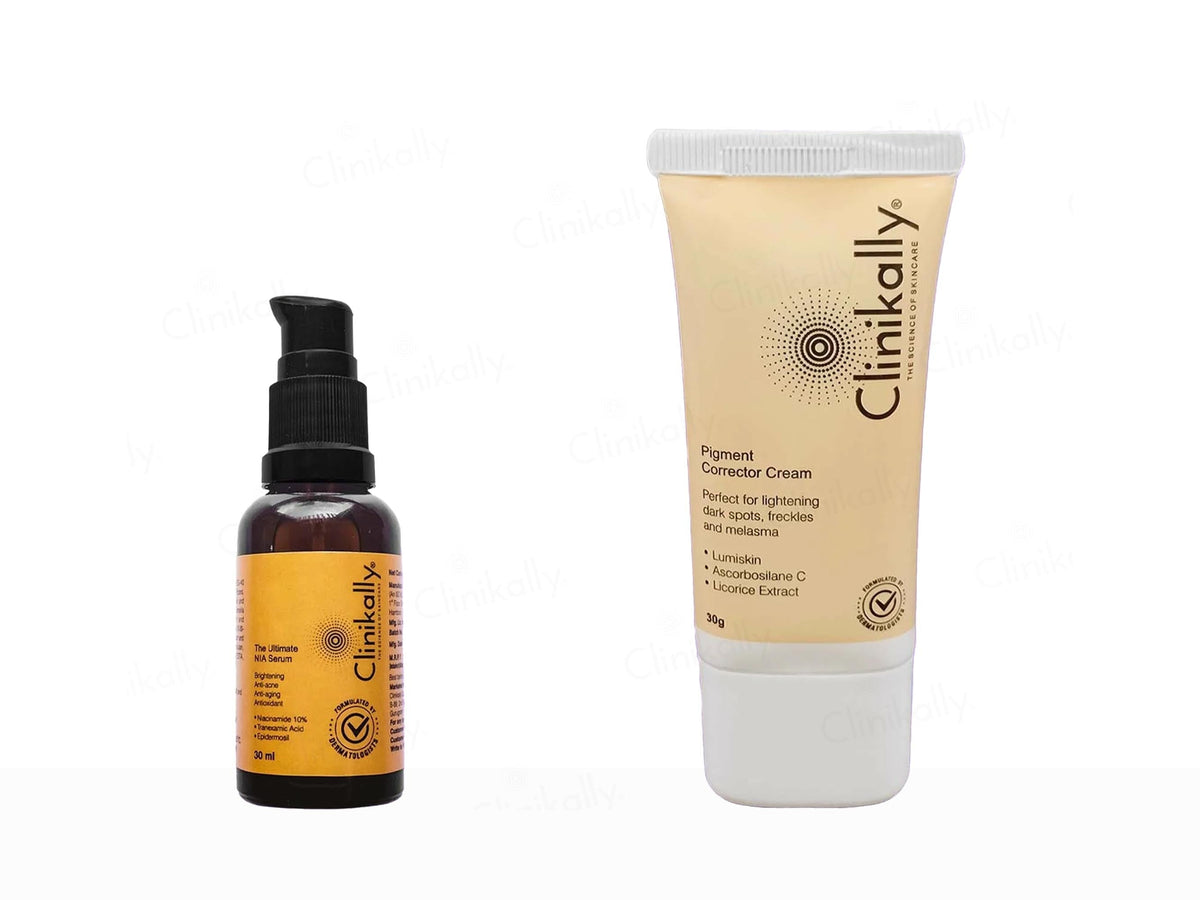 Clinikally bottle and tube on a white background