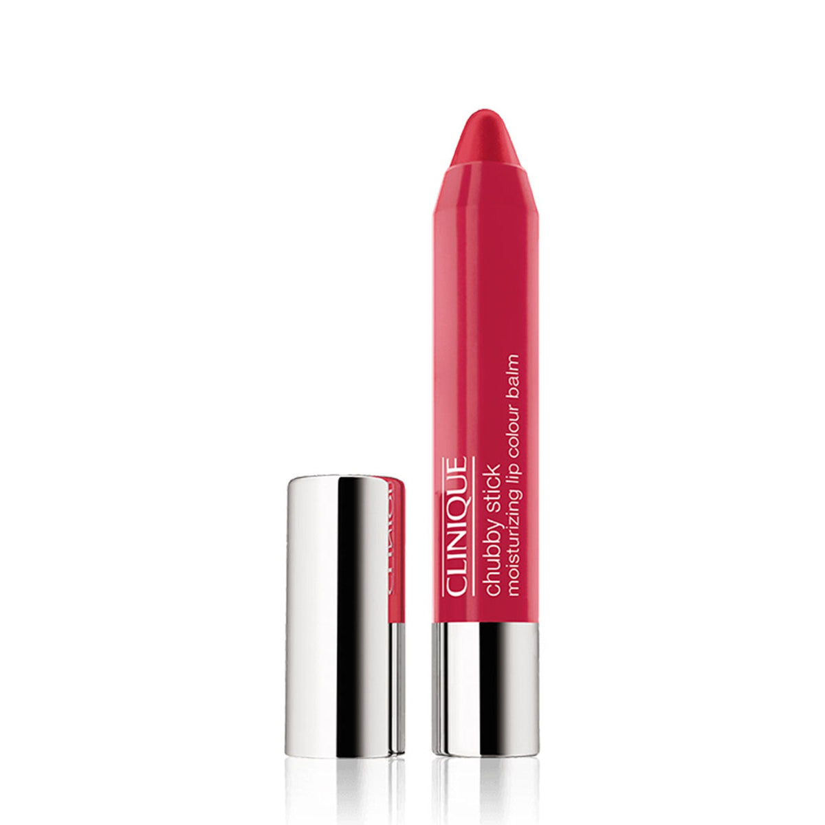 Clinique chubby stick lip balm in red on a white background