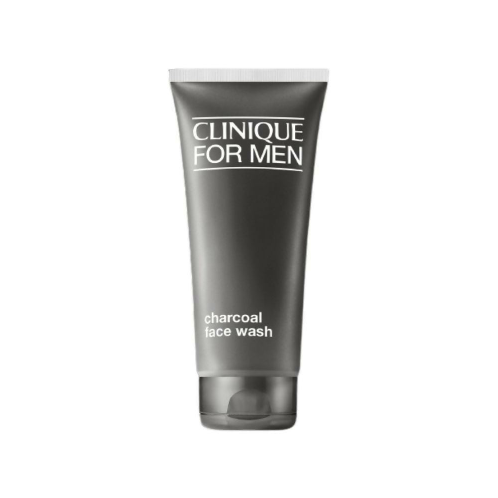 Clinique for Men charcoal face wash tube on a white background