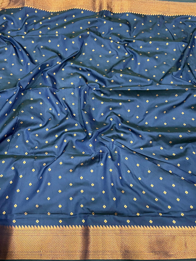 Navy Blue Copper Elegance Soft Silk Saree