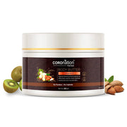 Jar of Coronation Herbal body butter with ingredients on a white background