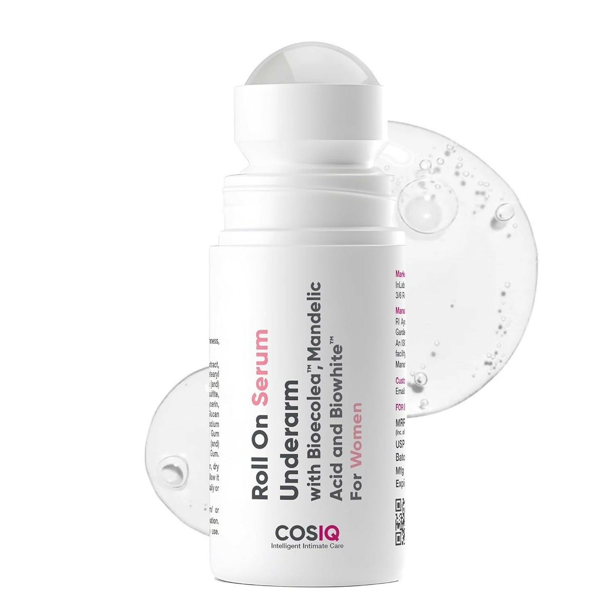 COSiQ roll-on serum packaging on a white background