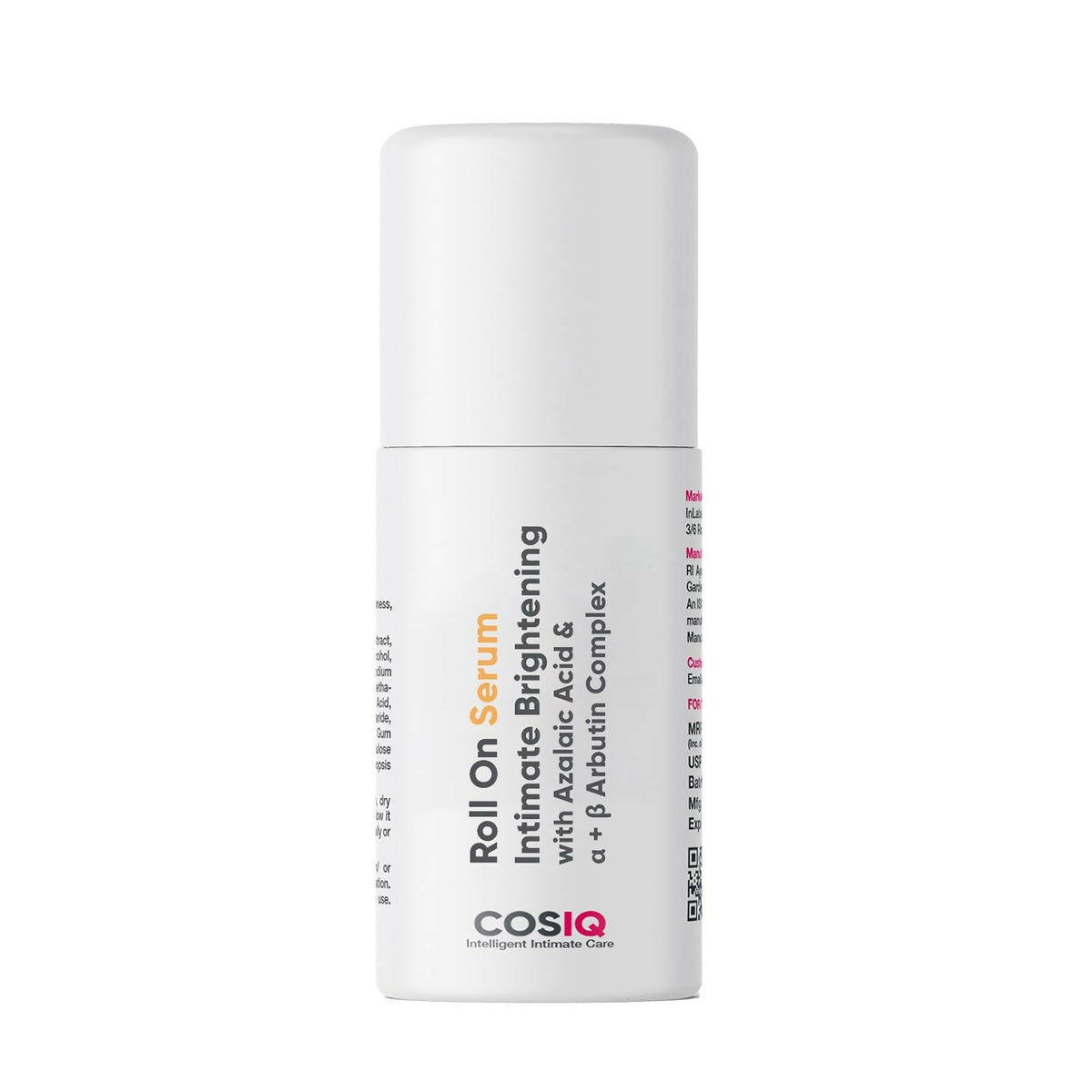 Cosiq roll-on serum bottle on a white background