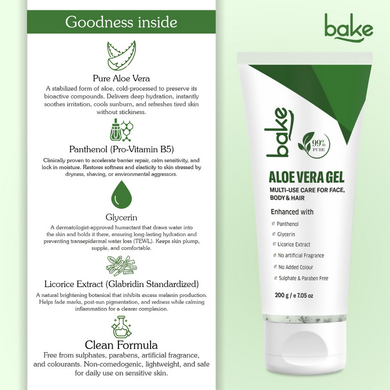 Bake 99% Pure Multi-Use Aloe Vera Gel for Face, Body & Hair