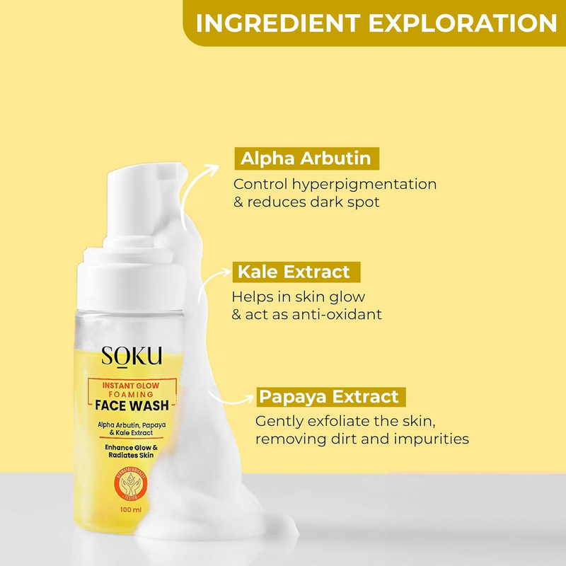 SOKU Instant Glow Foaming Face Wash