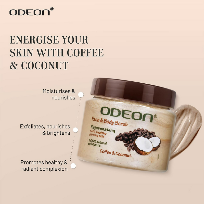 Odeon Coffee & Coconut Scrub Exfoliating Face & Body Scrub For Tan Removal