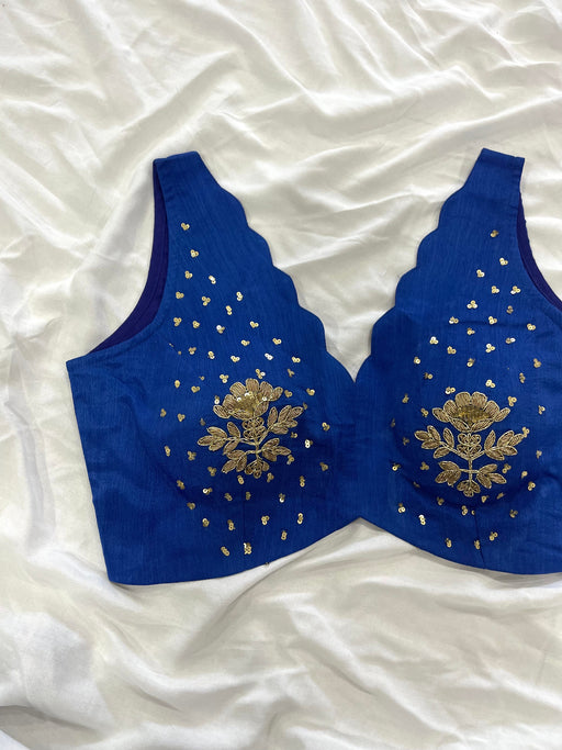 Ink Blue Chiffon Handwork Blouse