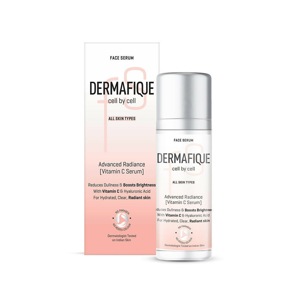 Dermafique face serum packaging on a white background