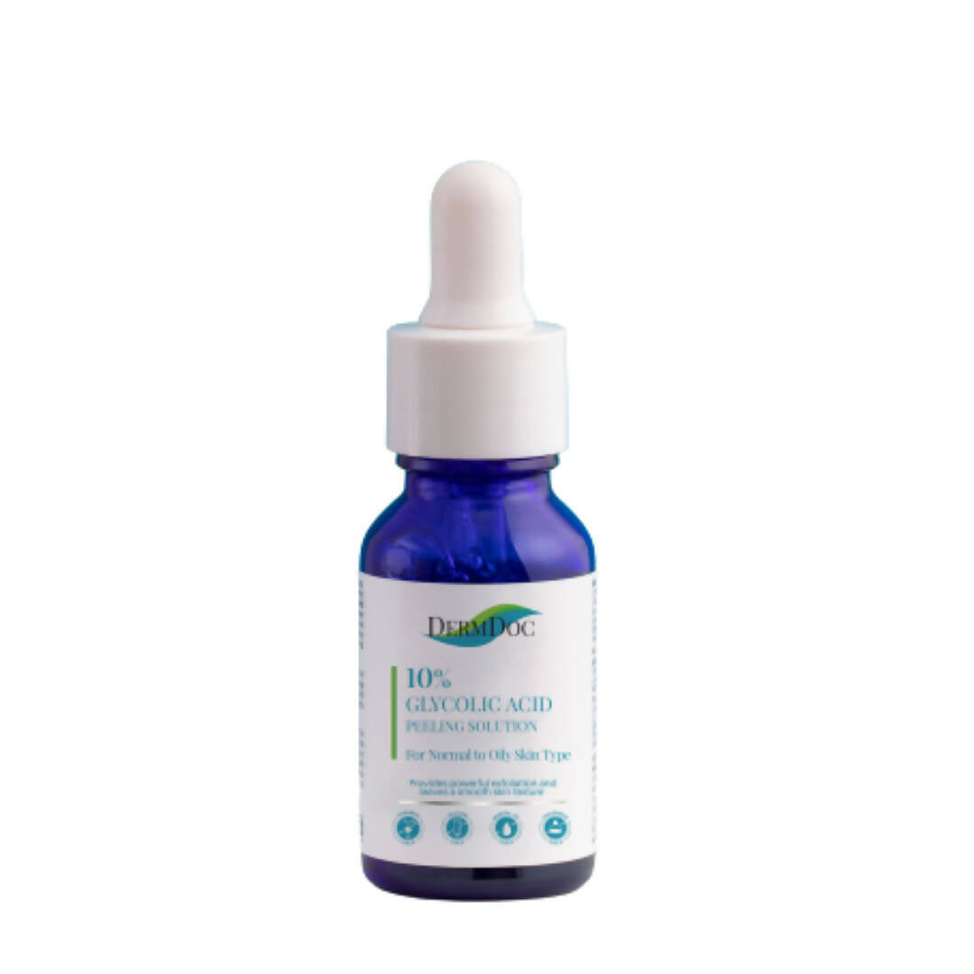 Bottle of Dermatoc 10% Glycolic Acid Peel Solution on a white background