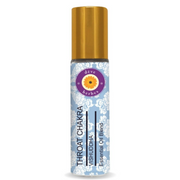 Deve Herbes Throat Chakra Vishuddha essential oil blend bottle on a white background
