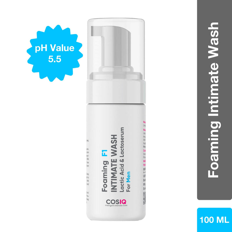 Cos-IQ Foaming F1 Intimate Wash For Men, Hygiene Wash with Lactic Acid & Lactoserum