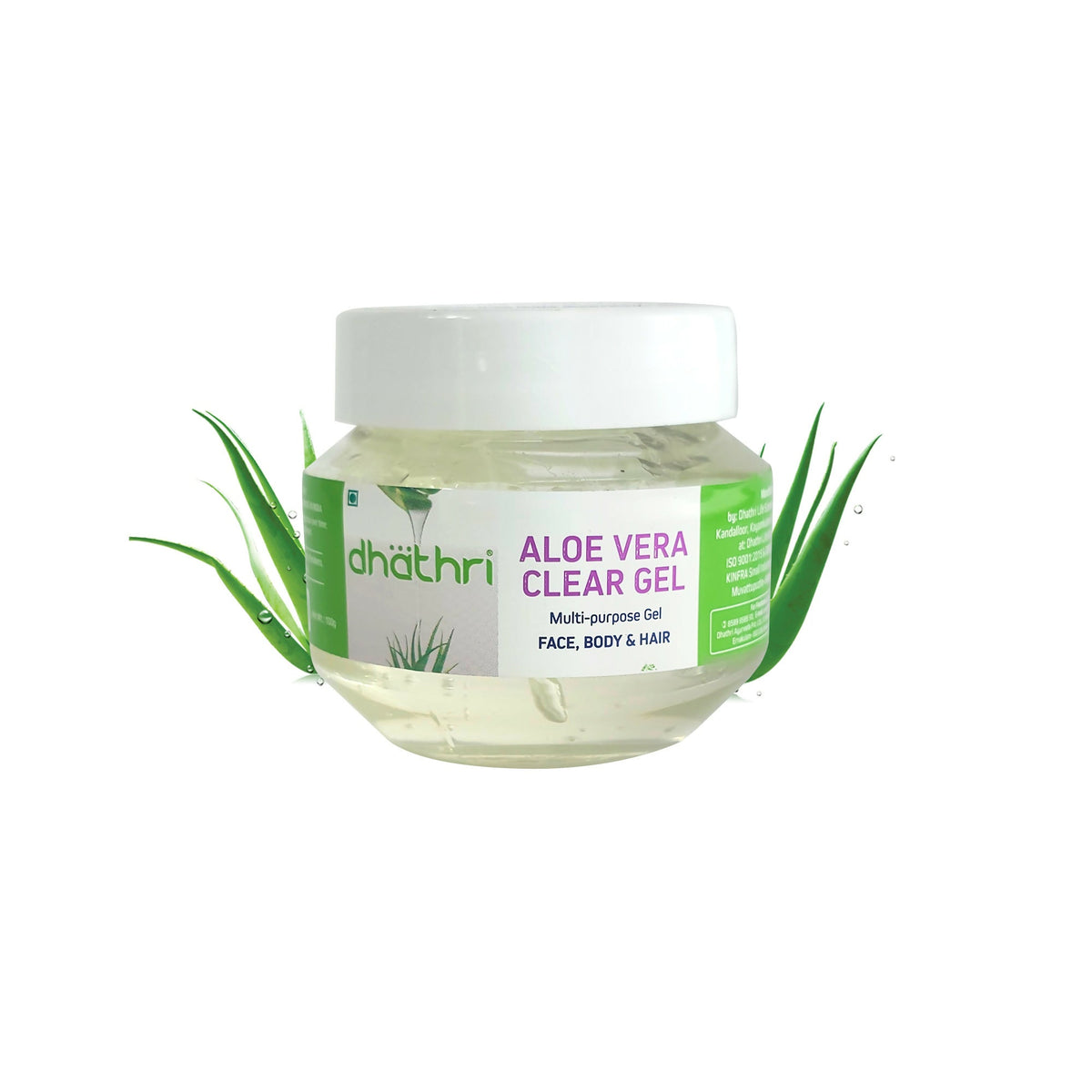 Jar of Dhathri Aloe Vera Clear Gel with a white background