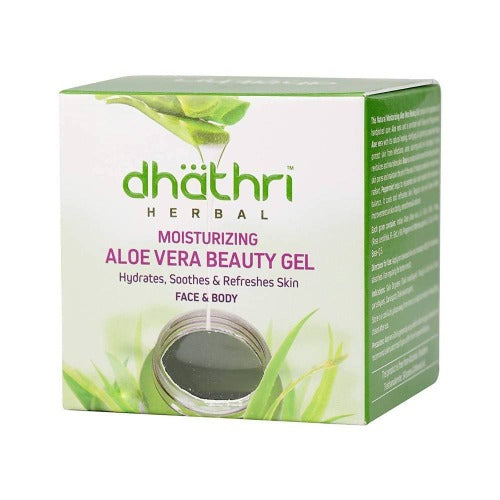 Dhathri Herbal Moisturizing Aloe Vera Beauty Gel packaging on a white background