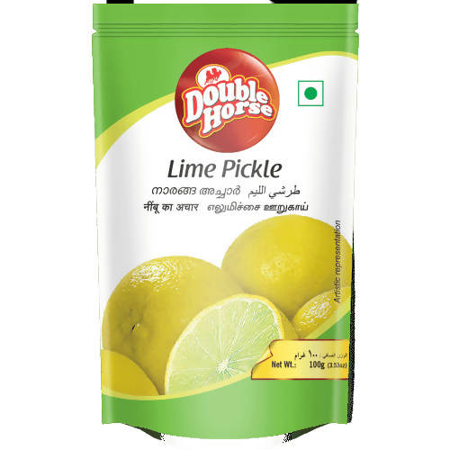 Packaging of Doubi Horse Lime Pickle with green and white design