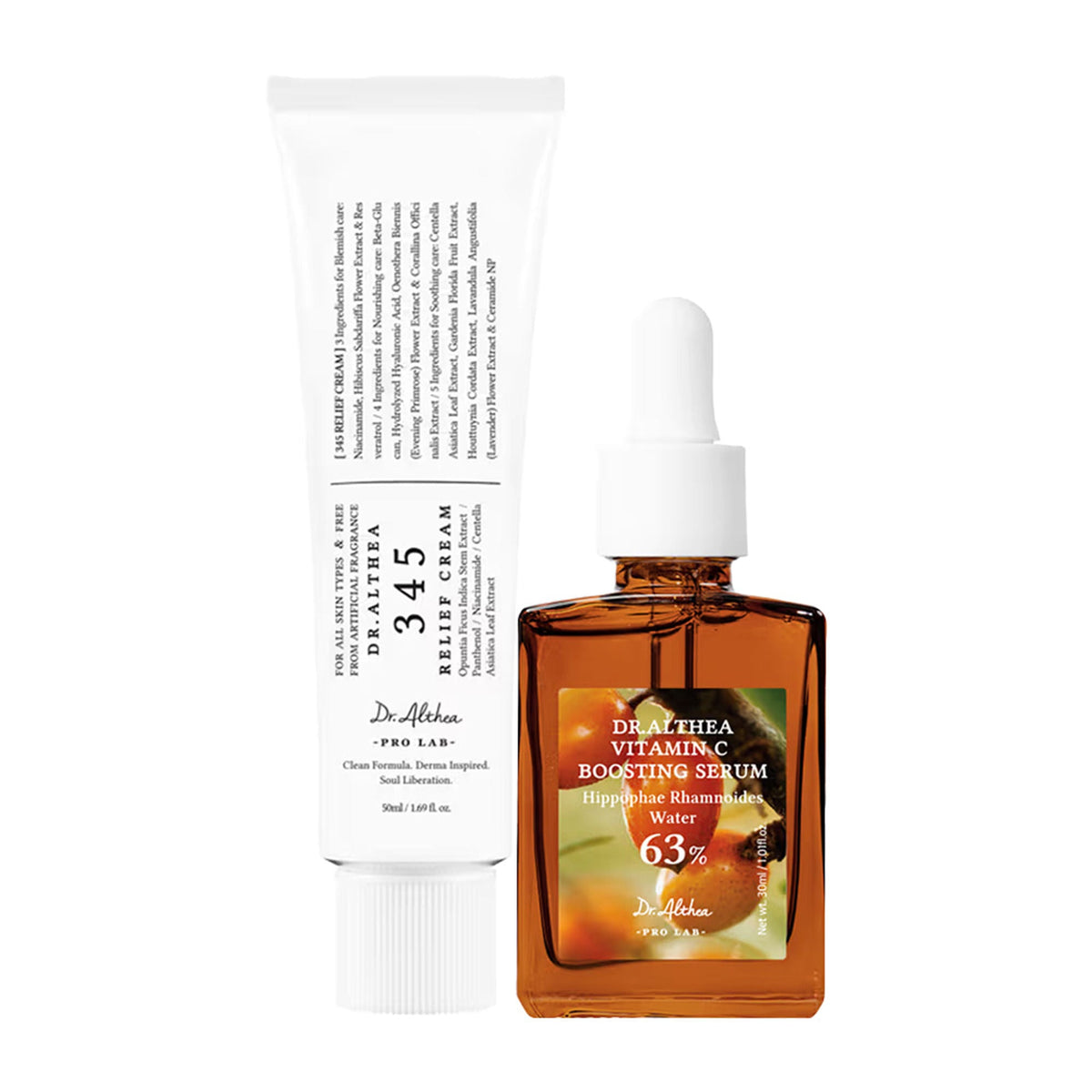 Dr. Althea skincare products including a tube and a bottle on a white background