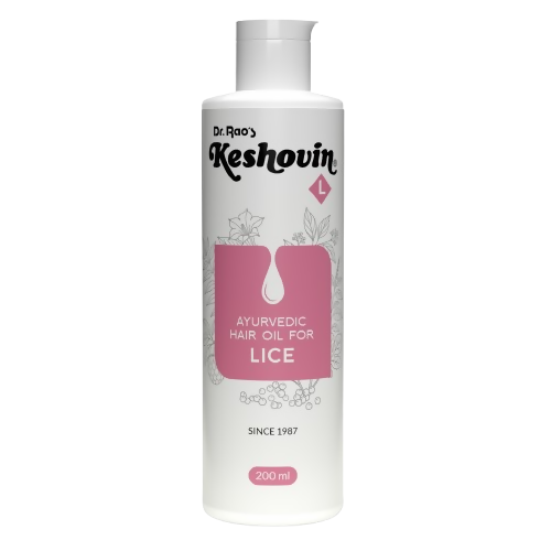 Dr. Rao's Keshovin Ayurvedic hair oil for lice on a white background