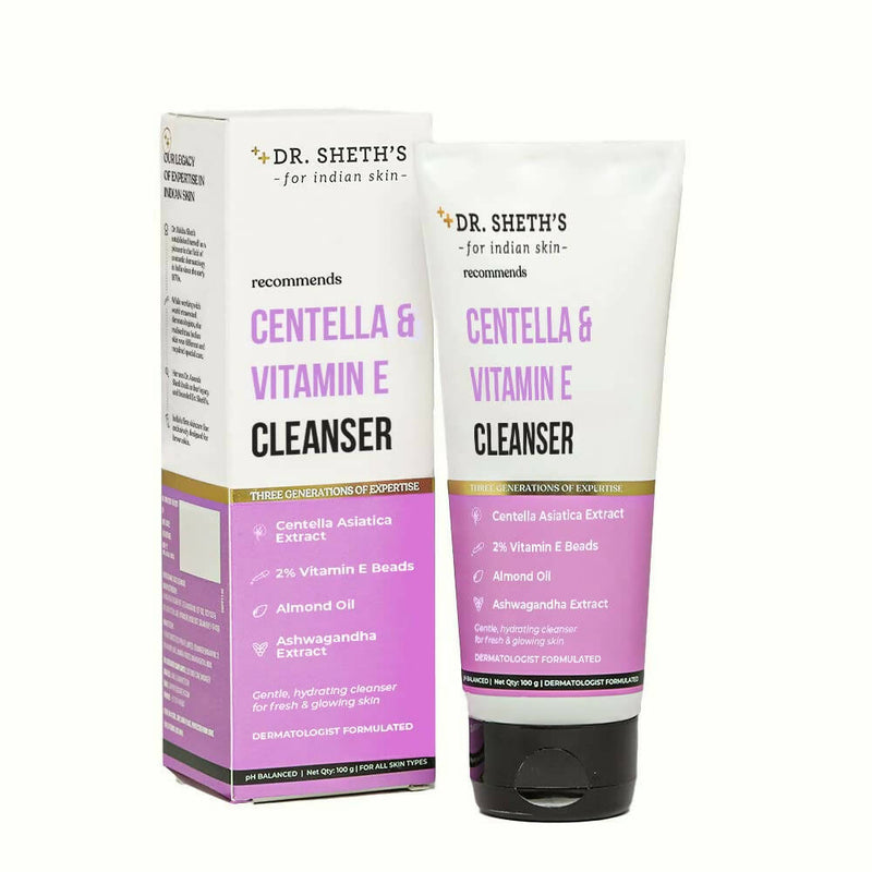 Dr. Sheth's Centella & Vitamin E Cleanser with packaging on a white background