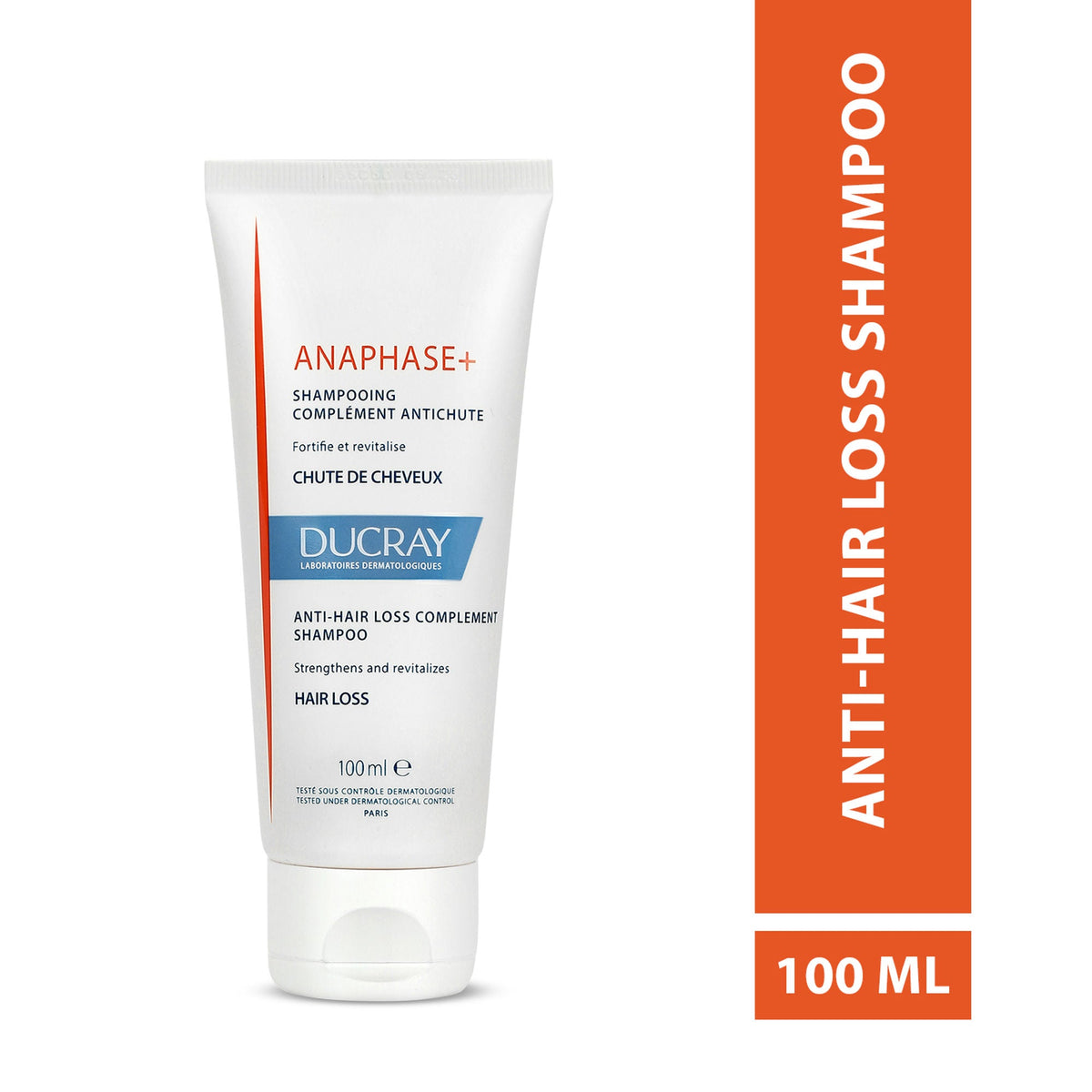 Ducray Anaphase+ anti-hair loss shampoo tube on a white background