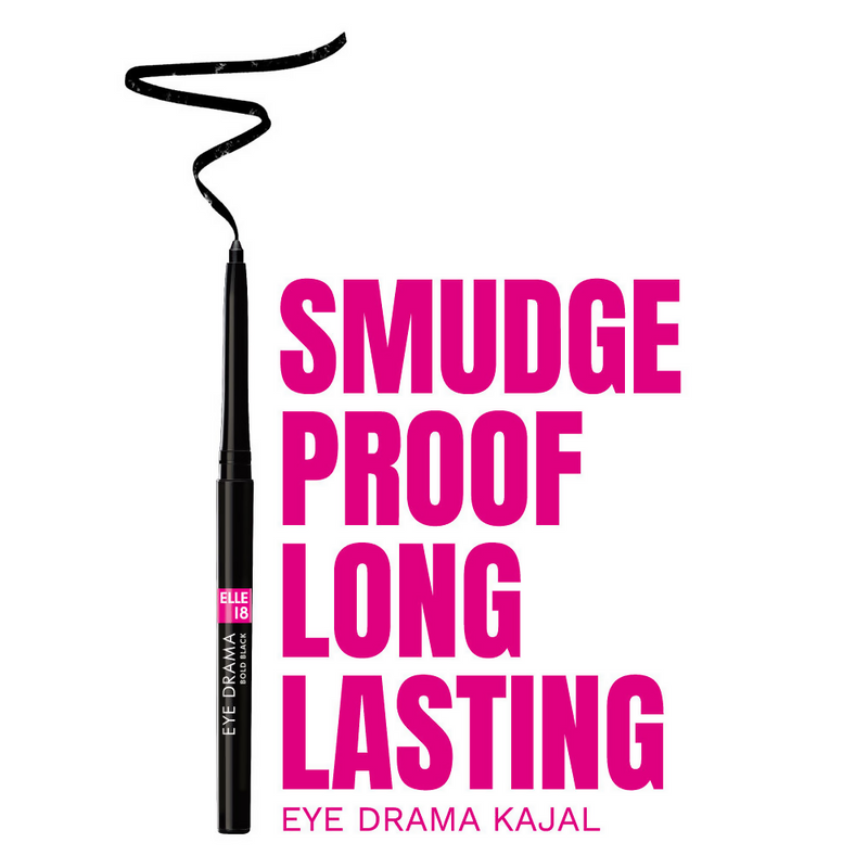 Elle 18 Eye Drama Kajal Super Black Matte Finish Deep Black