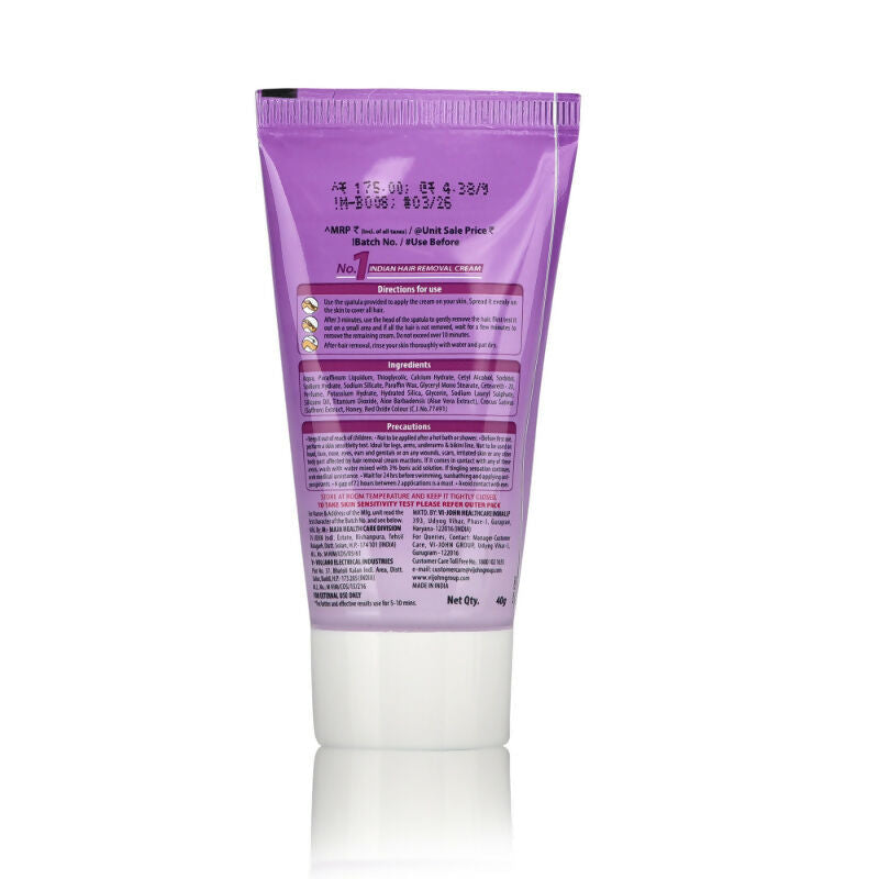 VI-JOHN Feather Touch Saffron & Honey Hair Removal Cream for Women for Dry Skin, Suitable for Legs, Underarms, Bikini Line, Arms