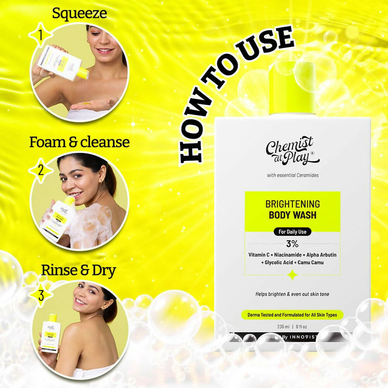 Chemist At Play Brightening Body Wash for Reduces Fades Dark Spots, Evens out Skin Tone Vitamin C with Camu Camu