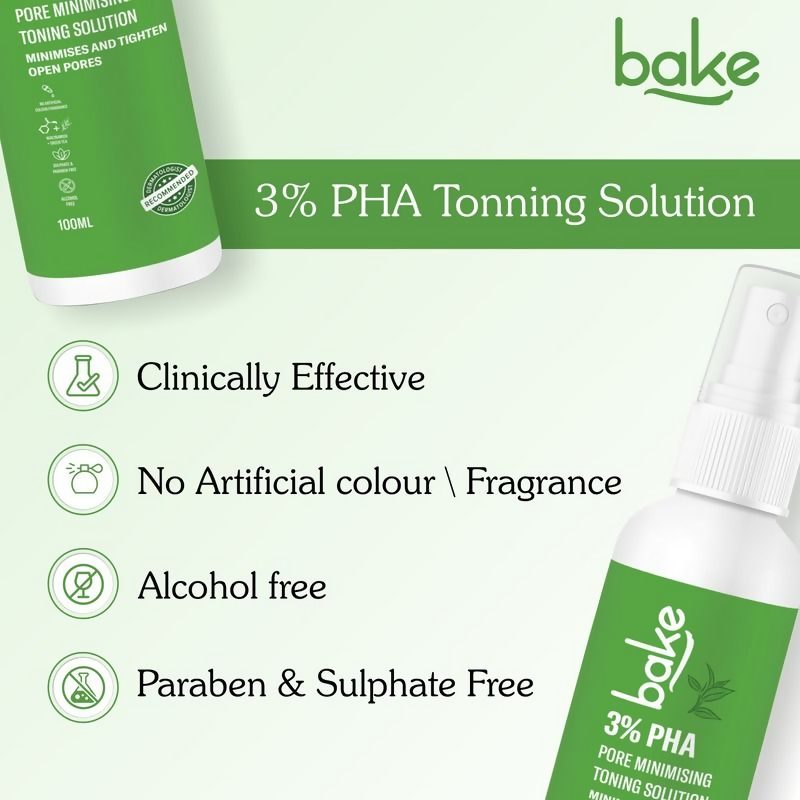 Bake 3% Pha Pore Minimising Toner With Gluconolactone & Niacinamide For Open Pores & Acne