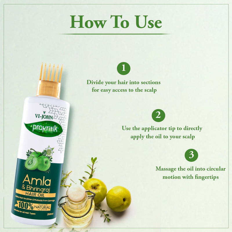 VI-JOHN Prakritik Amla & Bhringraj Hair Oil For premature greying, 100% Natural Bio-Actives