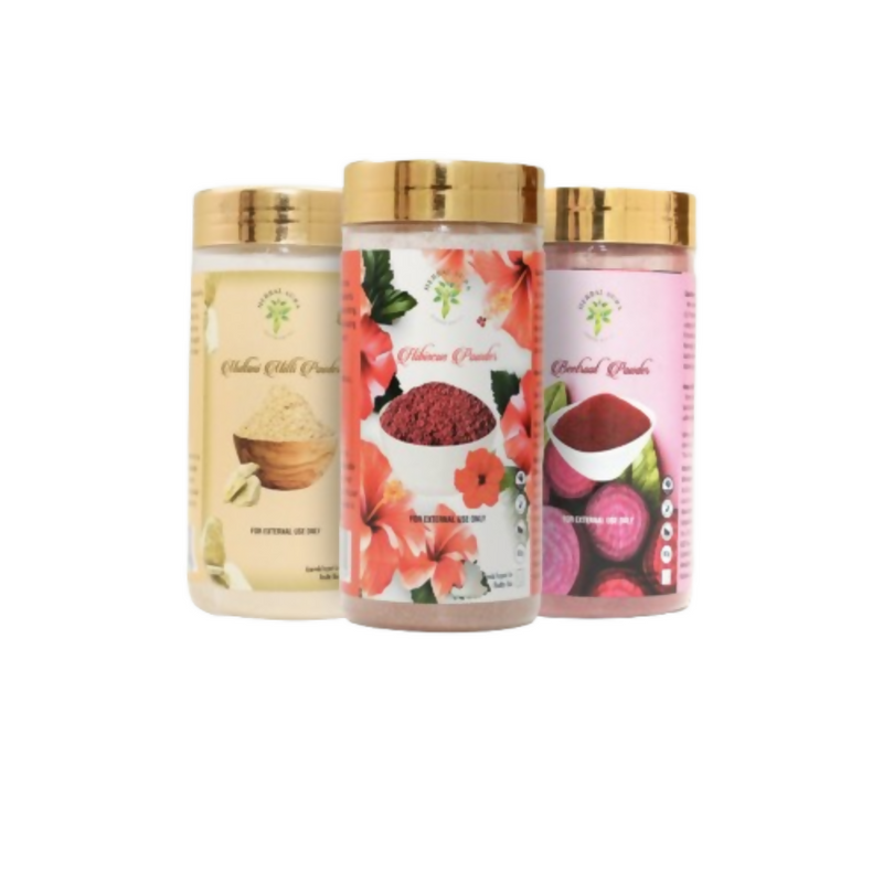 Herbal Aura Multani Mitti Powder Hibiscus Powder Beetroot Powder