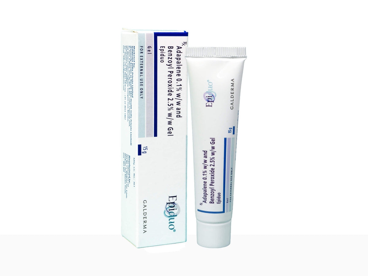 Caloderm Adapalene 1.5% Gel tube and packaging on a white background