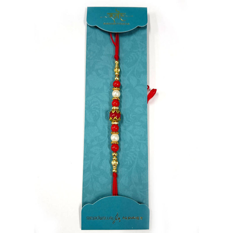 White & Red Stones Rakhi - Limited Time Offer