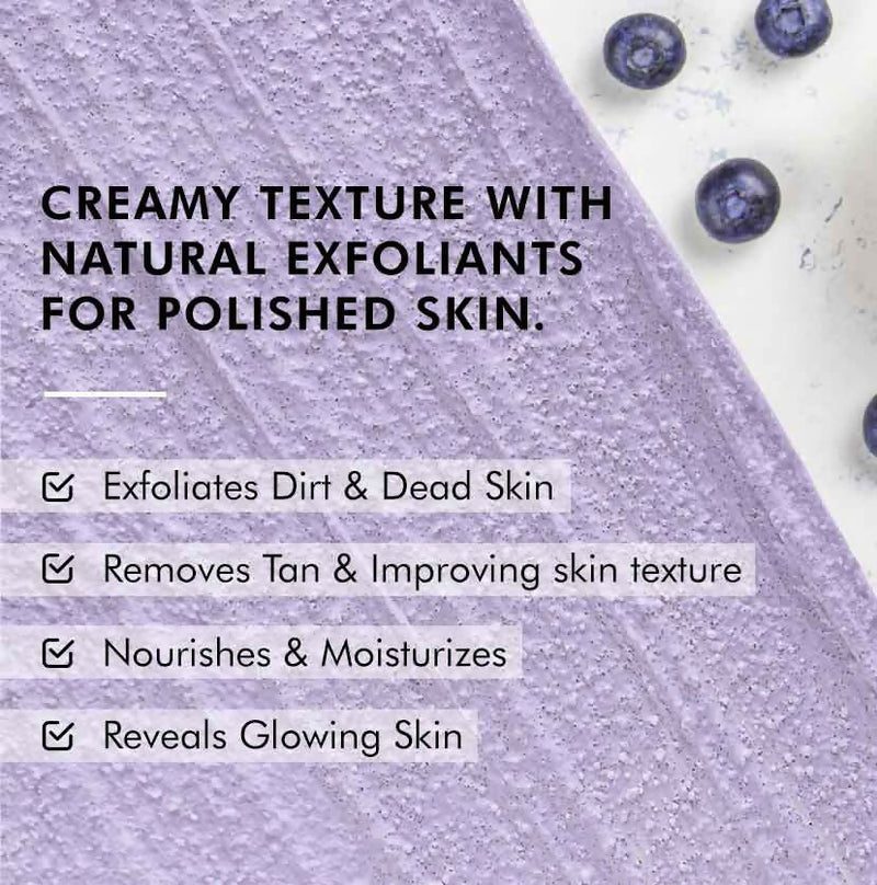 mCaffeine Blueberry Breeze Body Scrub, Exfoliates, Removes Tan, Fruity Blueberry Aroma