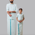 Like Father Like Son Tissue Dhoti & Shirt Combo Set Ramar Green