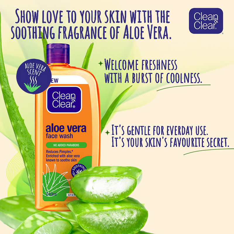 Clean & Clear Aloe Vera Face Wash - Gentle Hydrating Cleanser for Oily Skin