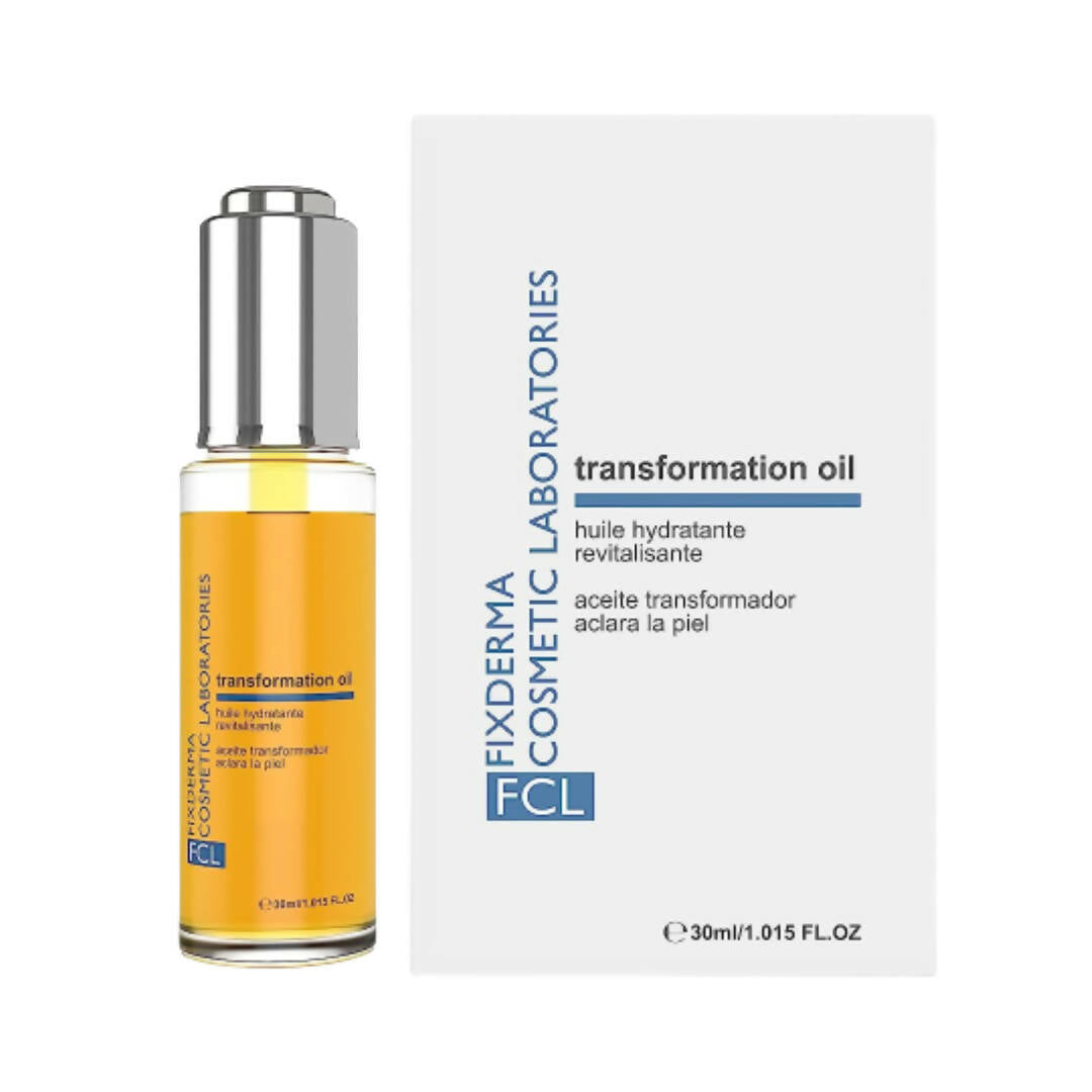 Exderma Cosmetictic Laboratories transformation oil bottle and packaging on a white background