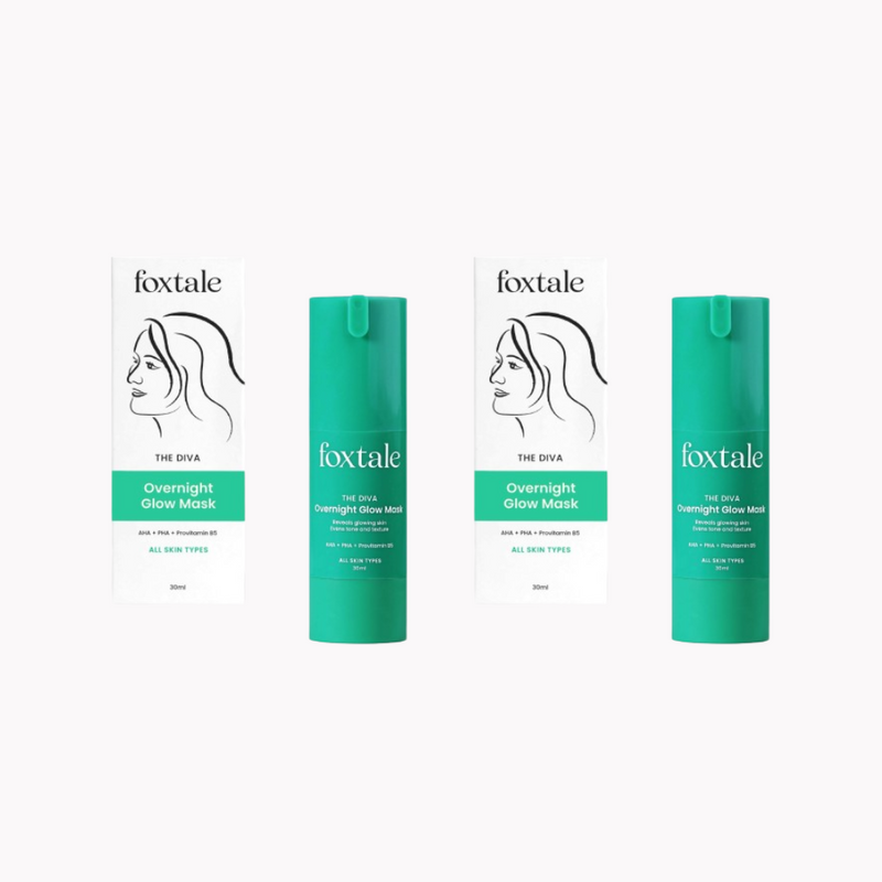 Foxtale Over Night Glow Mask For Glowing Skin, 4% Glycolic Acid & 3% Lactic Acid, Reduces Blackheads and Whiteheads