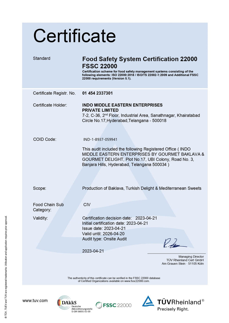 Gourmet Baklava Pista Younani Baklava