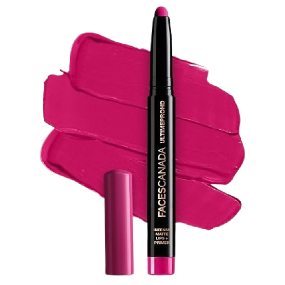 Facescanada lip product with pink color swatch on a white background