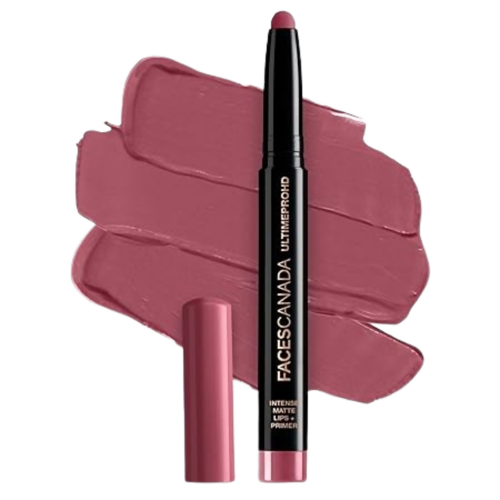 Lipstick with pink shade and visible brand name on a white background