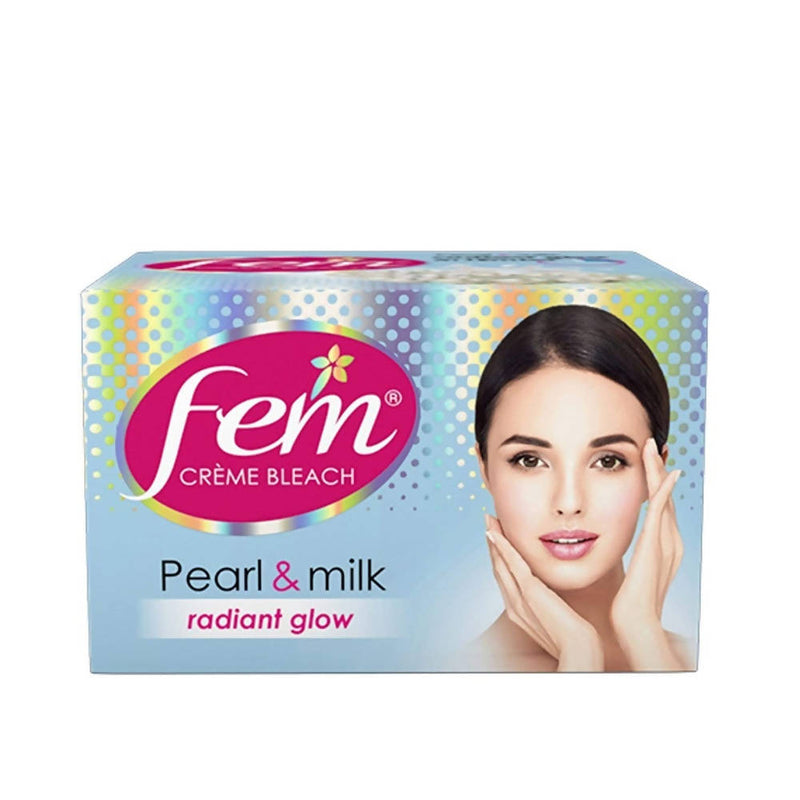 Fem Crème Bleach packaging with a woman's face on a white background