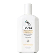 Fidelia body lotion bottle on a white background