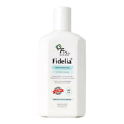 Fidelia body lotion bottle on a white background