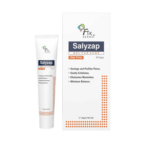 Salyzap gel for acne treatment with packaging on a white background