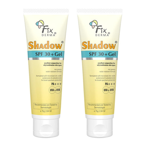 Fixderma Shadow Sunscreen SPF 50+ PA+++ Gel | Sunscreen SPF 50 for Oily, Acne Prone & Normal Skin | Broad Spectrum & UVA & UVB Protection | Lightweight | No White Cast | For Unisex - 75G