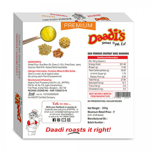 Daadi's Gun Powder Chutney Ghee Khakhra